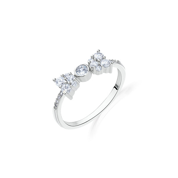 Silver Bow Zircon Ring