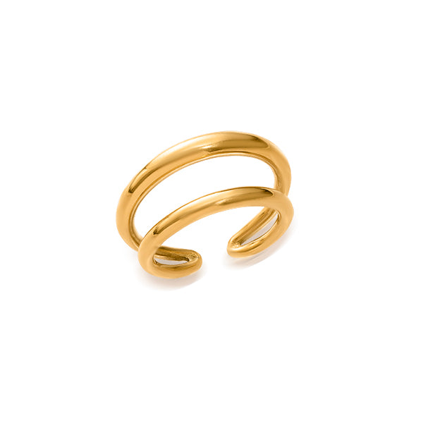 Golden Double Loop Ring
