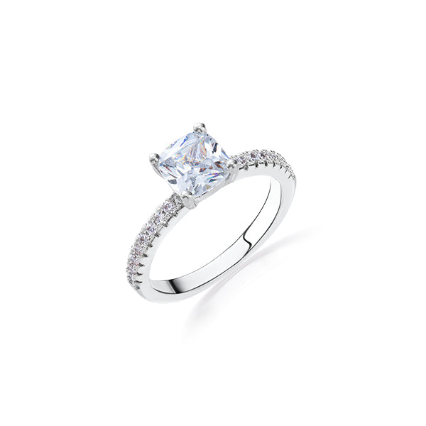 Princess Cut Zircon with Pave Band