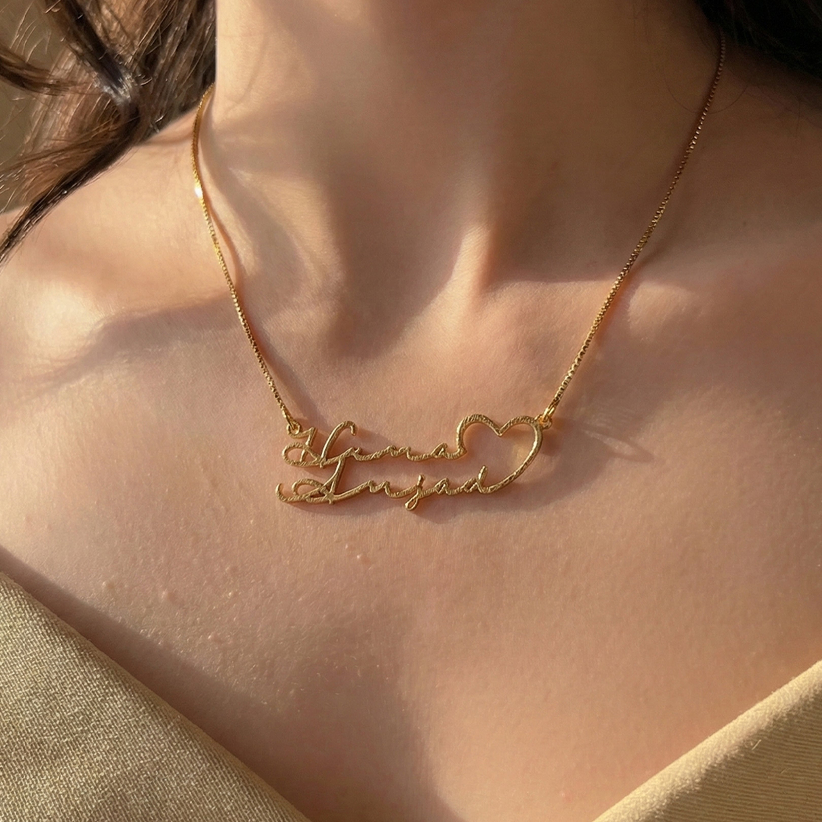 Lovers Engraved Name Necklace
