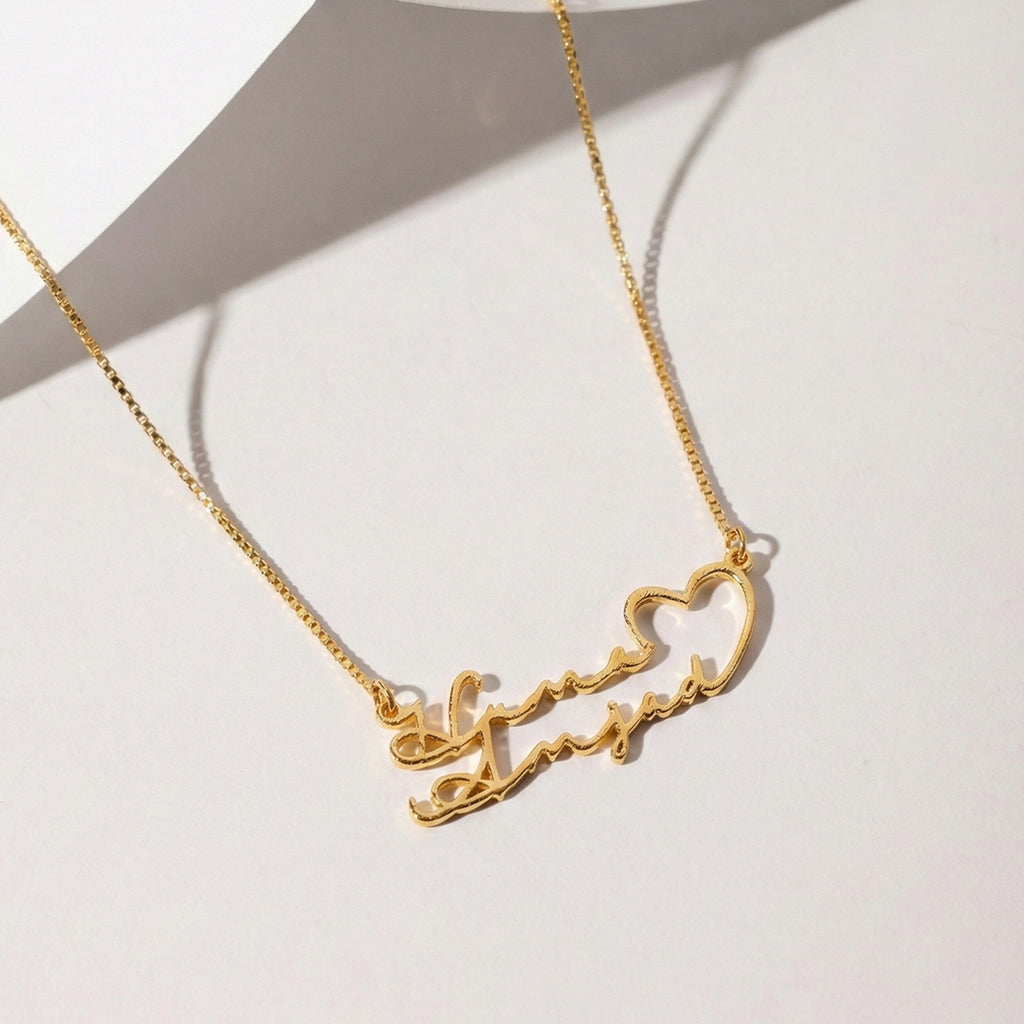 Lovers Engraved Name Necklace