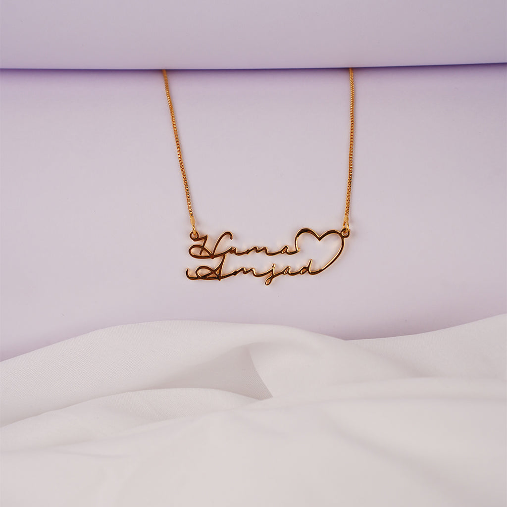 Lovers Engraved Name Necklace
