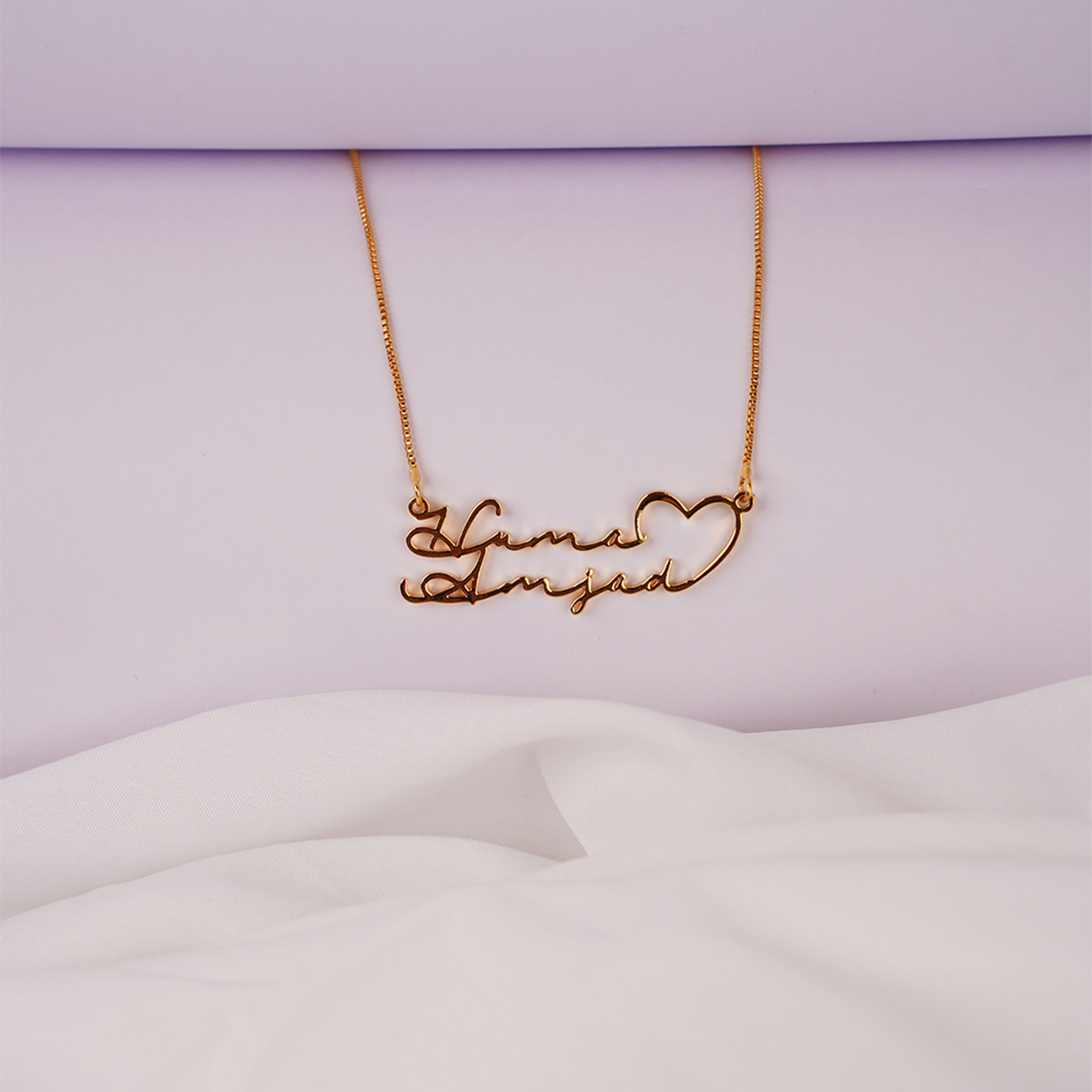 Lovers Engraved Name Necklace