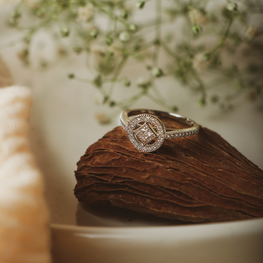 Geometric And Round Zircon Ring