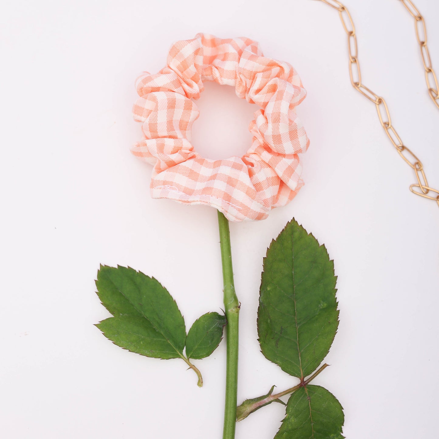 Peach Gingham Scrunchie