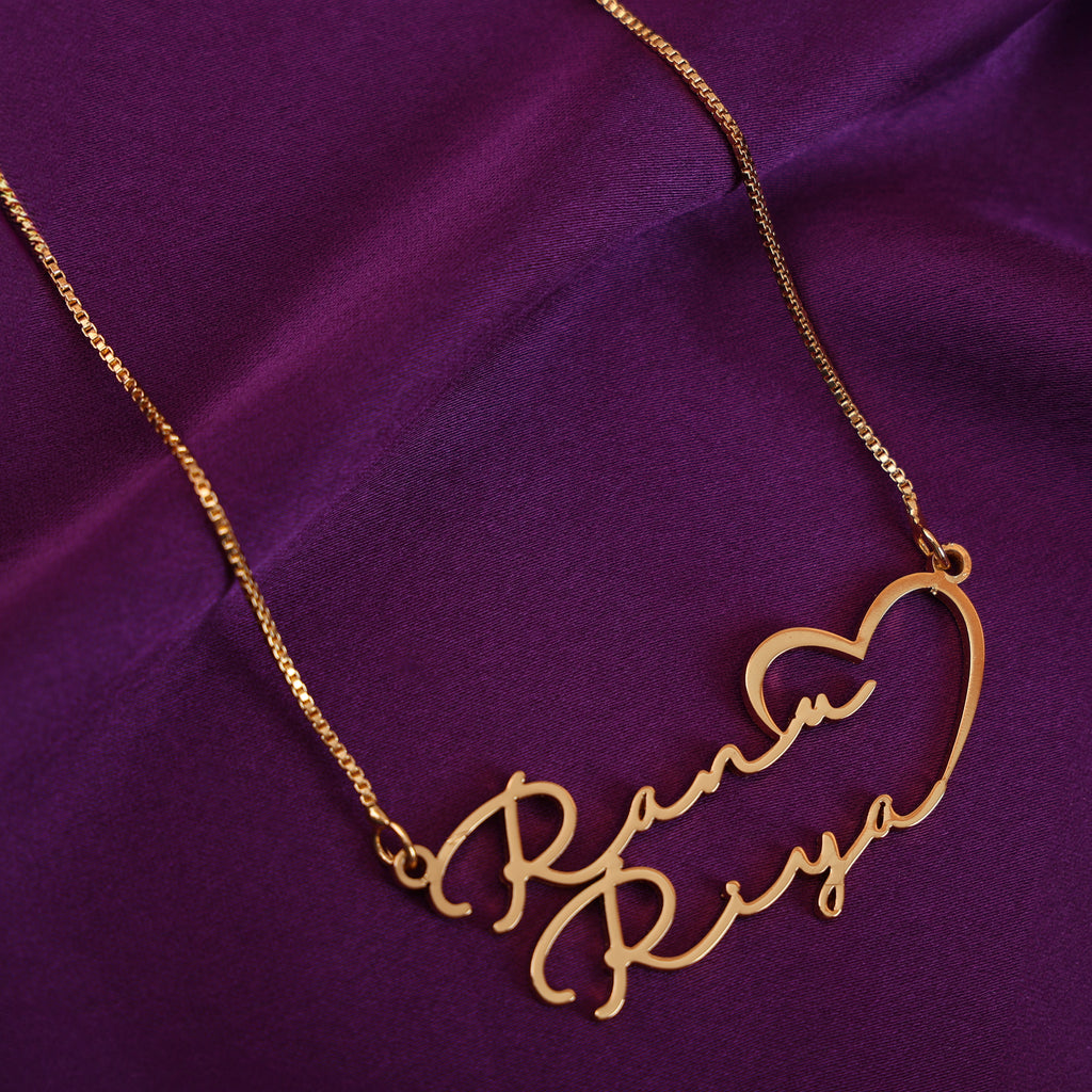 Lovers Engraved Name Necklace