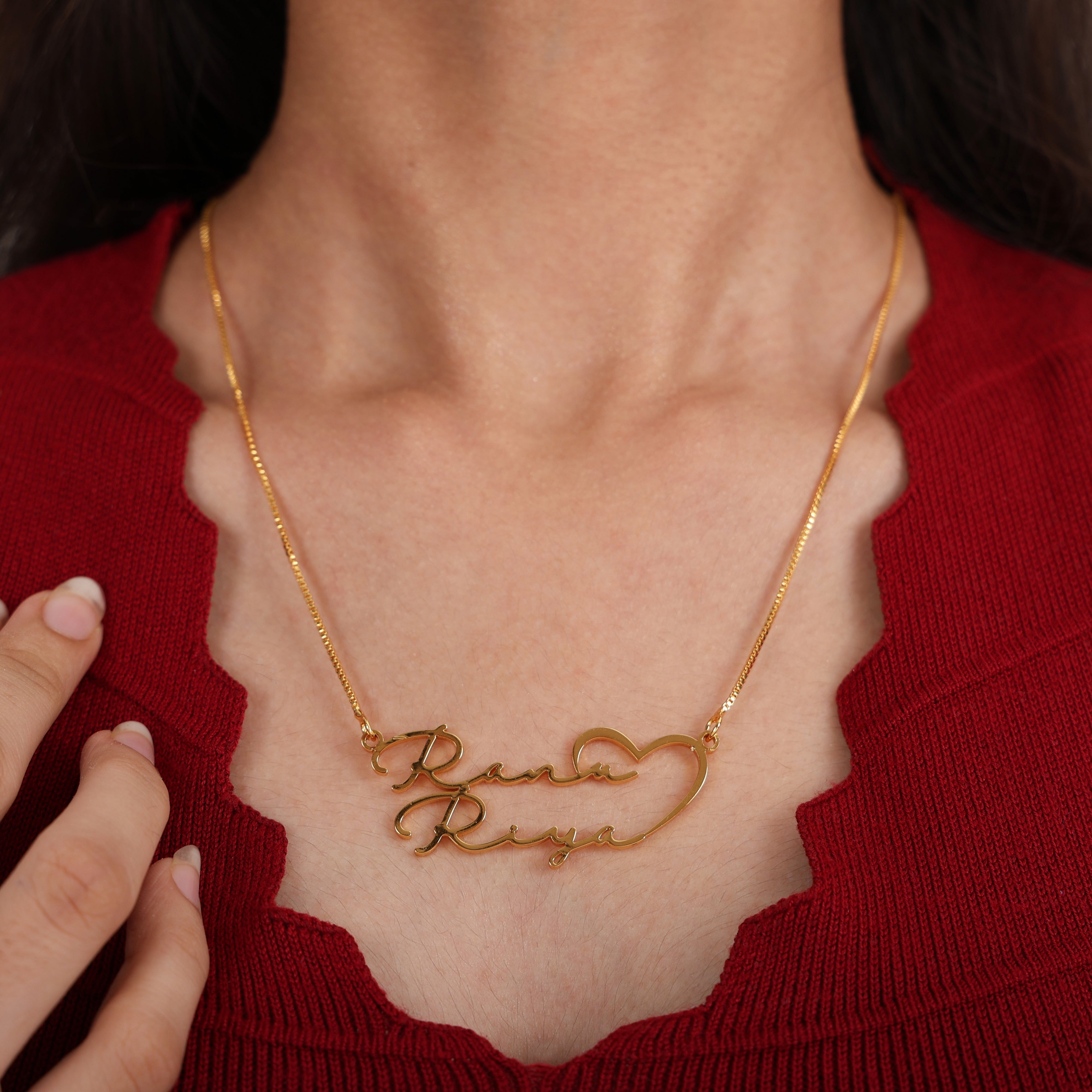 Lovers Engraved Name Necklace