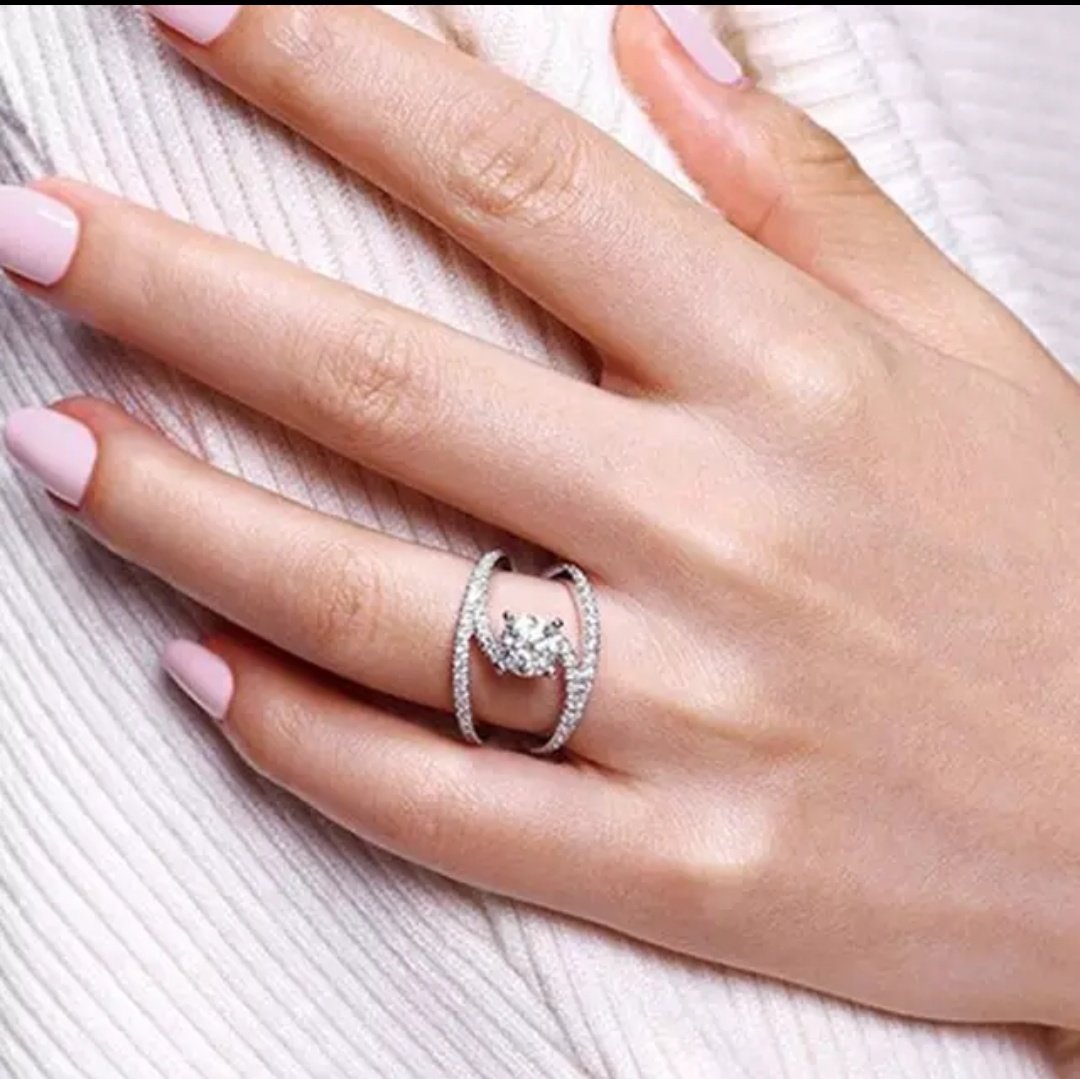 Sculptural Bypass Pave Ring