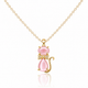 Pink Pussy Cat Pendant Necklace