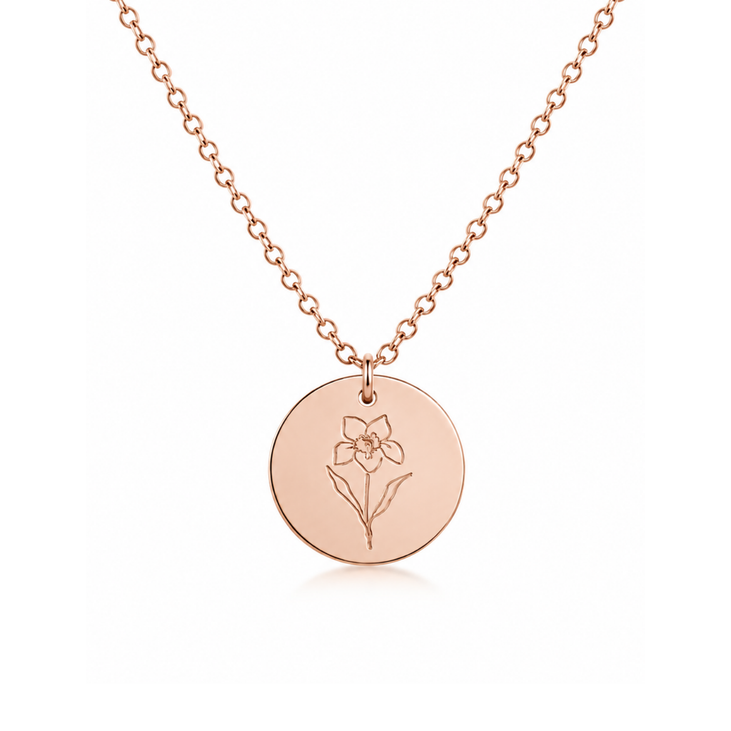 18k Rose Gold Birth Flower Necklace