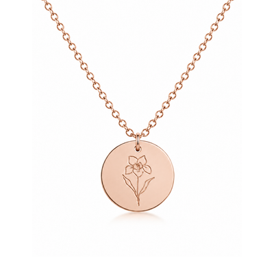 18k Rose Gold Birth Flower Necklace