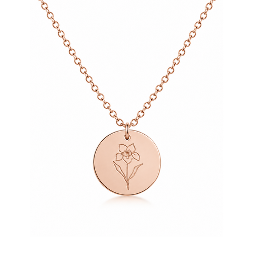 18k Rose Gold Birth Flower Necklace