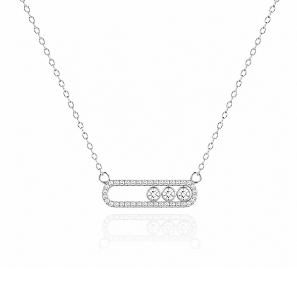 Zircon Trio Bar Pendant Necklace