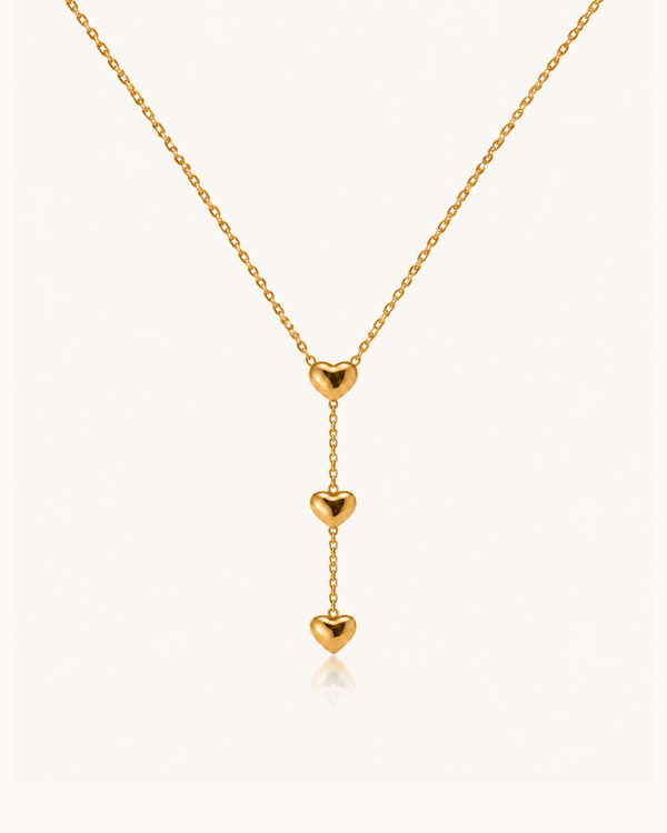 Triple Heart Necklace - 18k Gold ( Demi Fine )