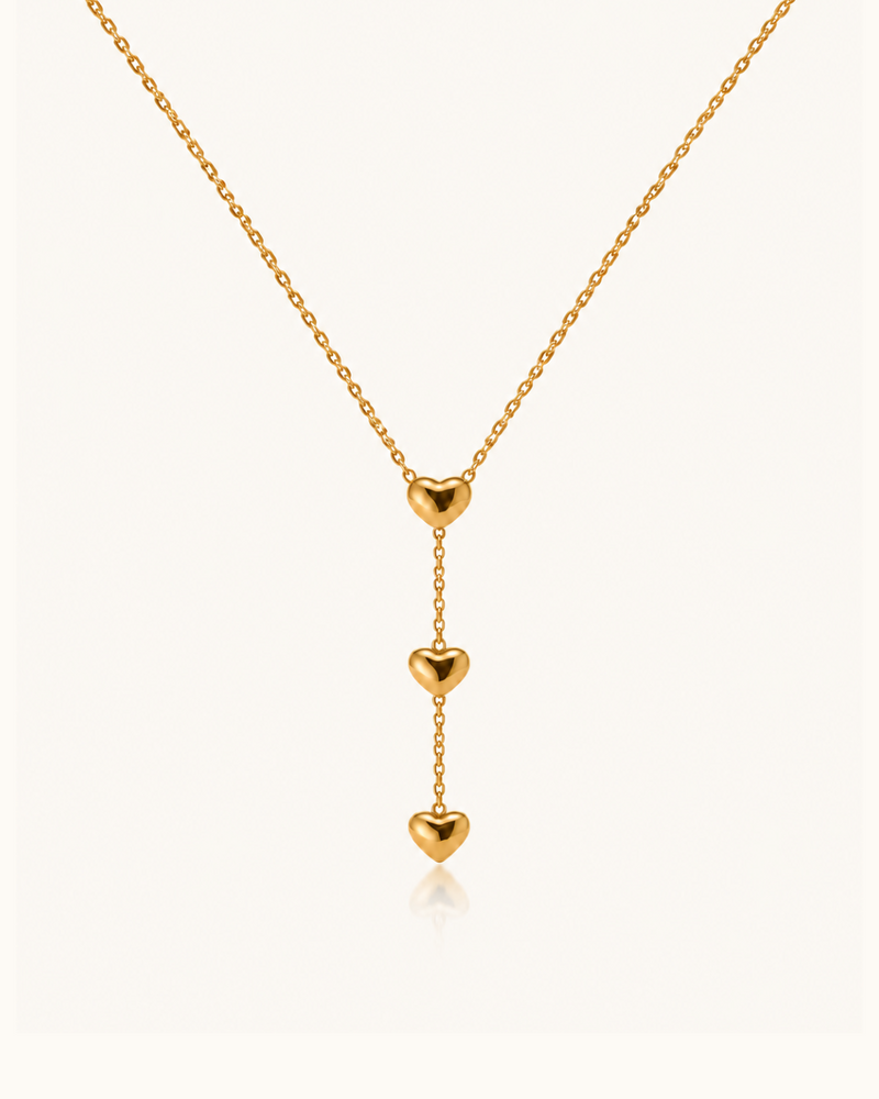 Triple Heart Necklace - 18k Gold ( Demi Fine )