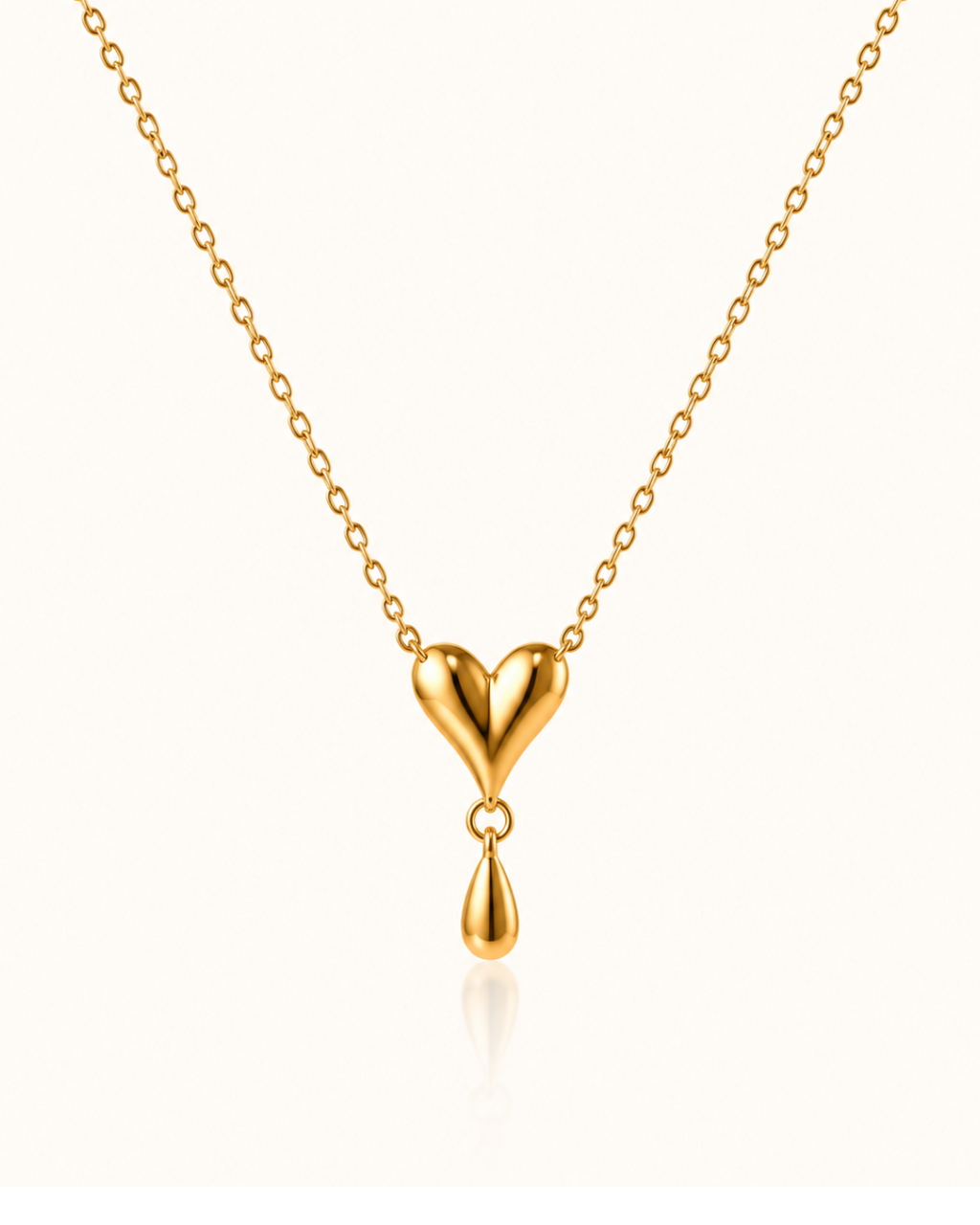 Heart Drop Necklace - 18k Gold ( Demi Fine )