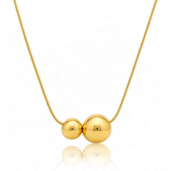 Two Drop Ball 18K Gold-Plated Necklace