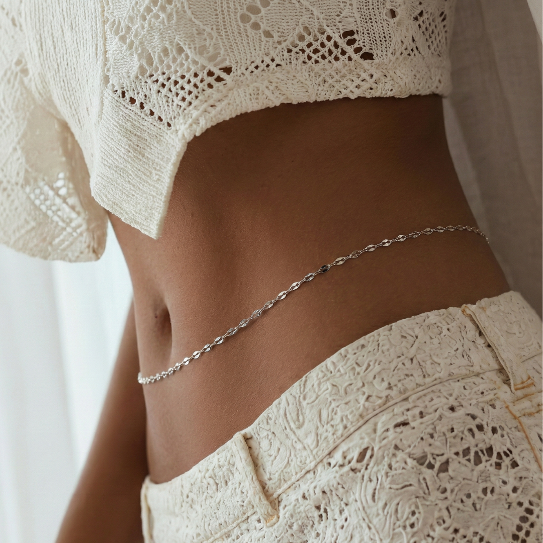 Twisted Silver Glow Waist Chain