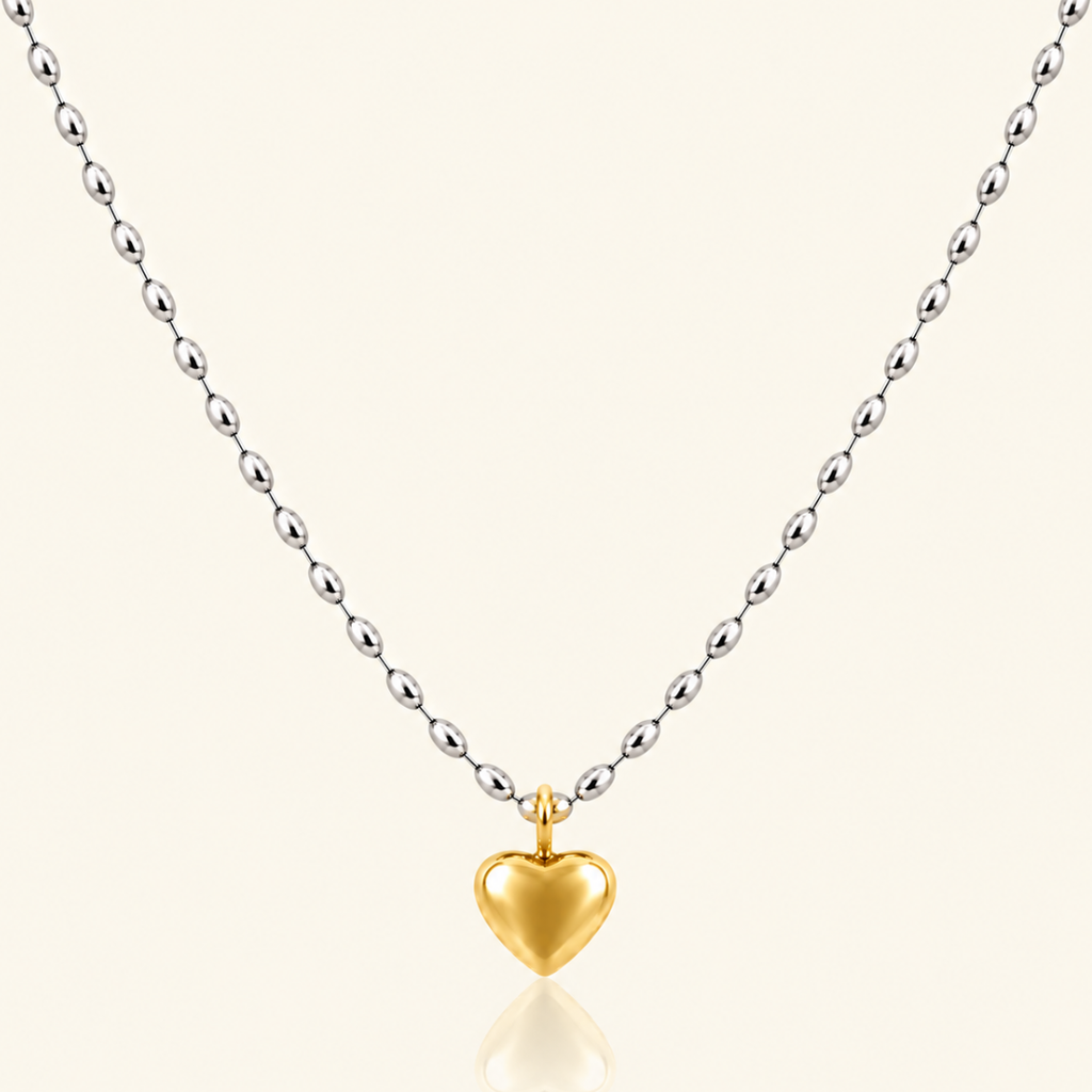 Golden Heart Necklace - Two toned (Demi Fine)