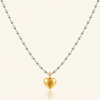 Golden Heart Necklace - Two toned (Demi Fine)