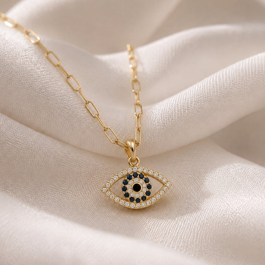 Crystal Eye Pendant Necklace
