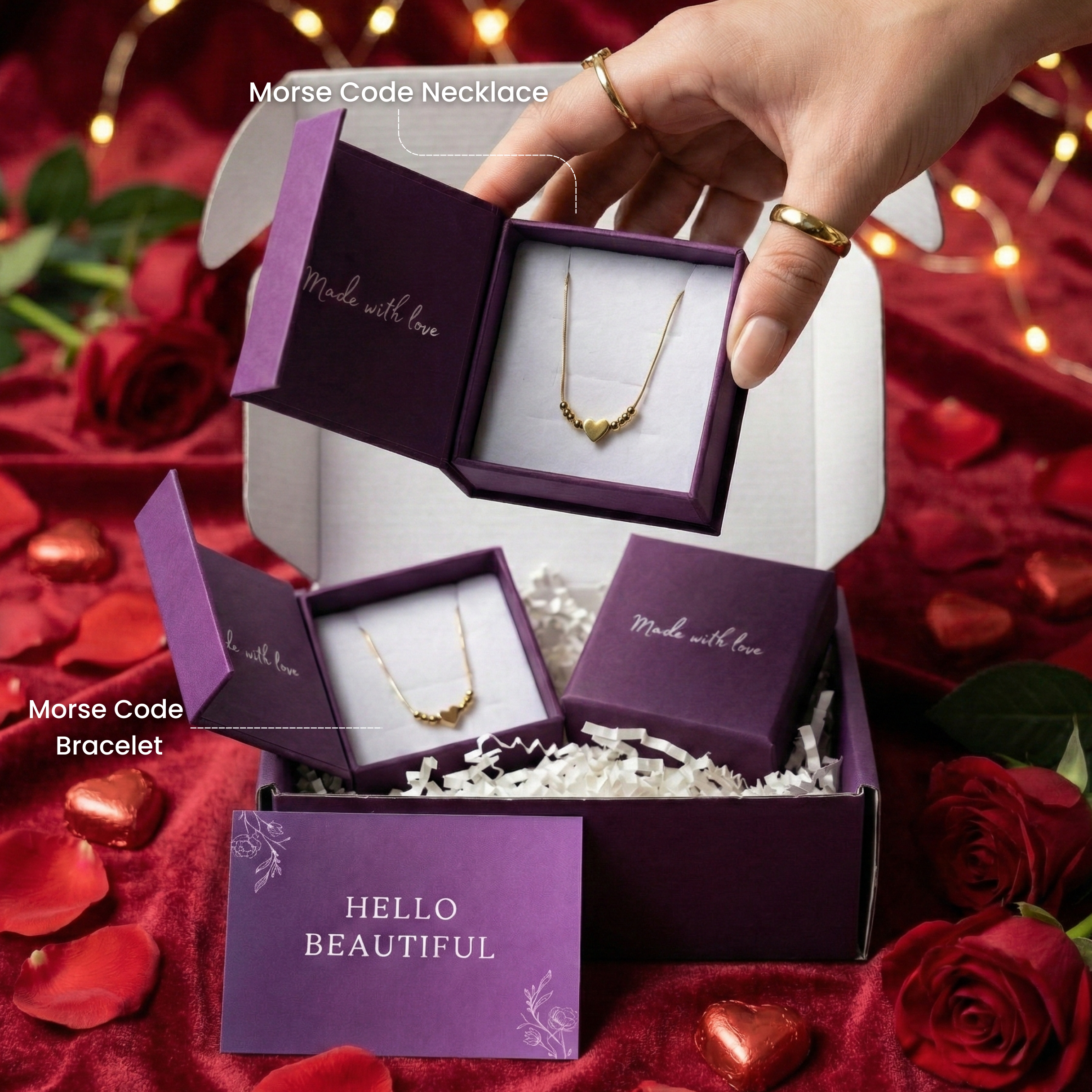 Morse code heart initial couple necklace+ Morse code heart initial couple bracelet .
-