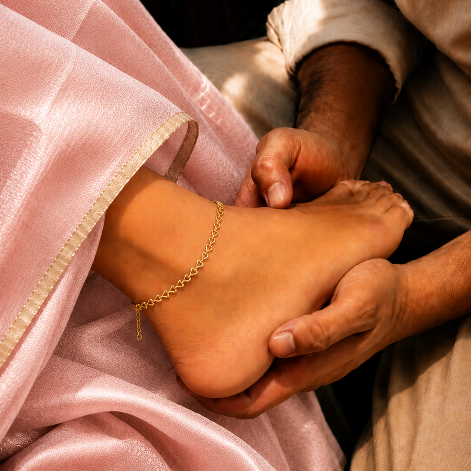 Golden Heart Link Anklet