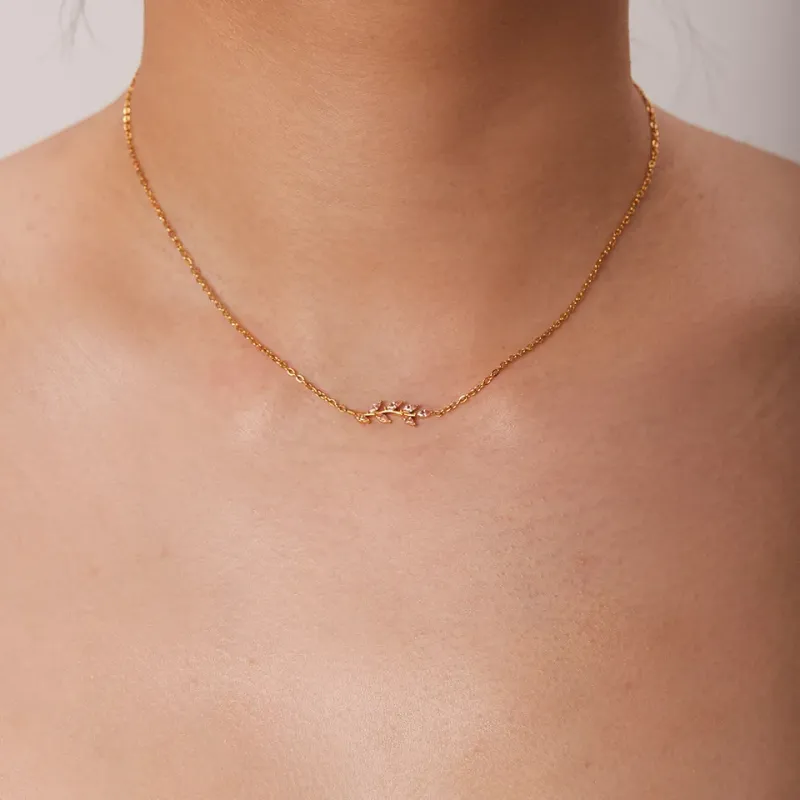 Peach dahlia necklace