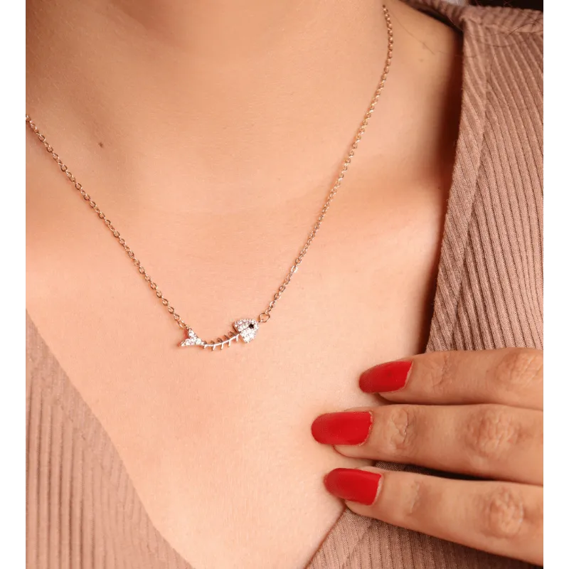 18k Gold Plated Fishbone Charm Necklace