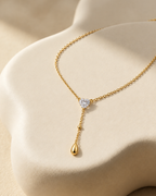 Crystal Drop Necklace - 18k Gold ( Demi Fine )