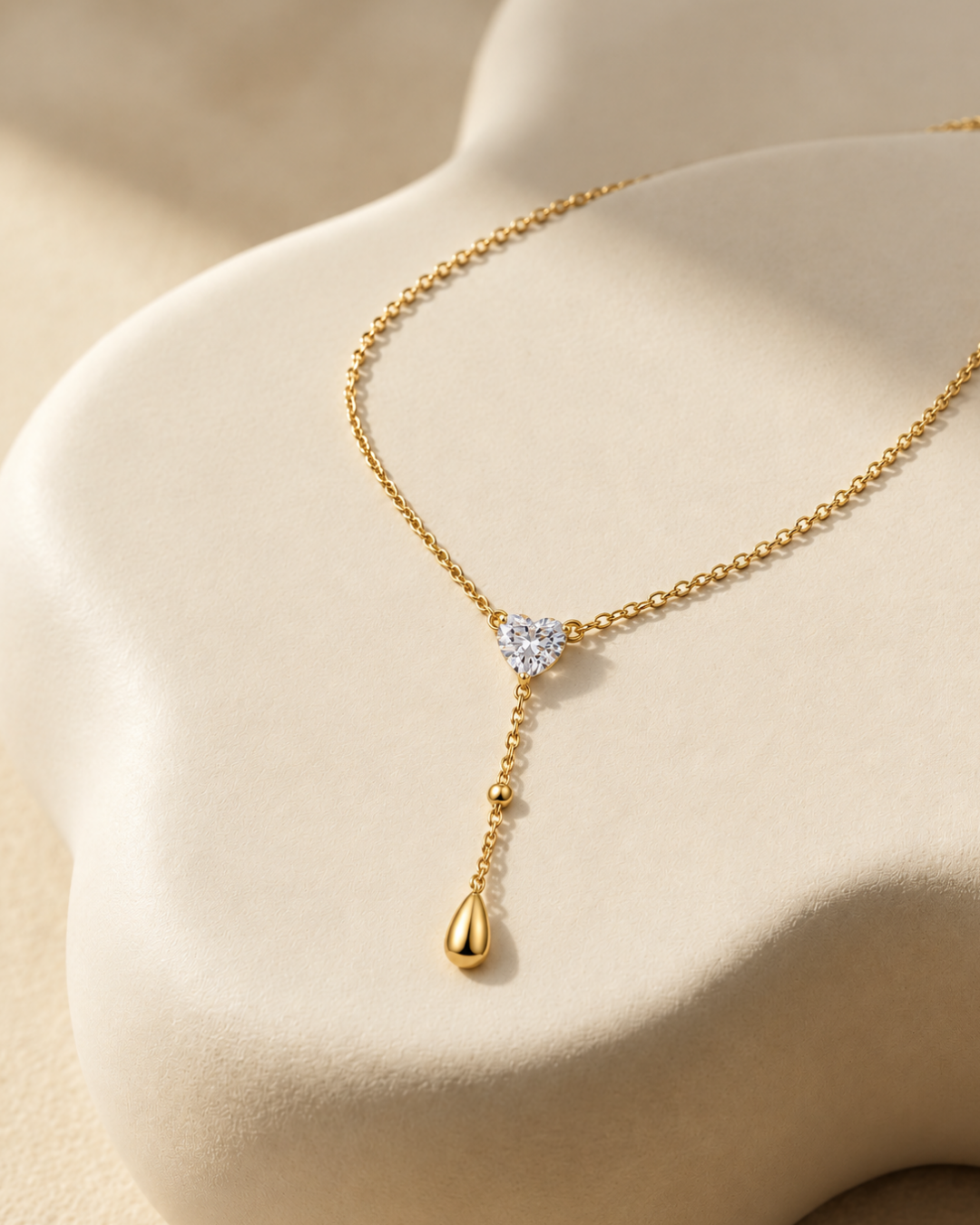 Crystal Drop Necklace - 18k Gold ( Demi Fine )