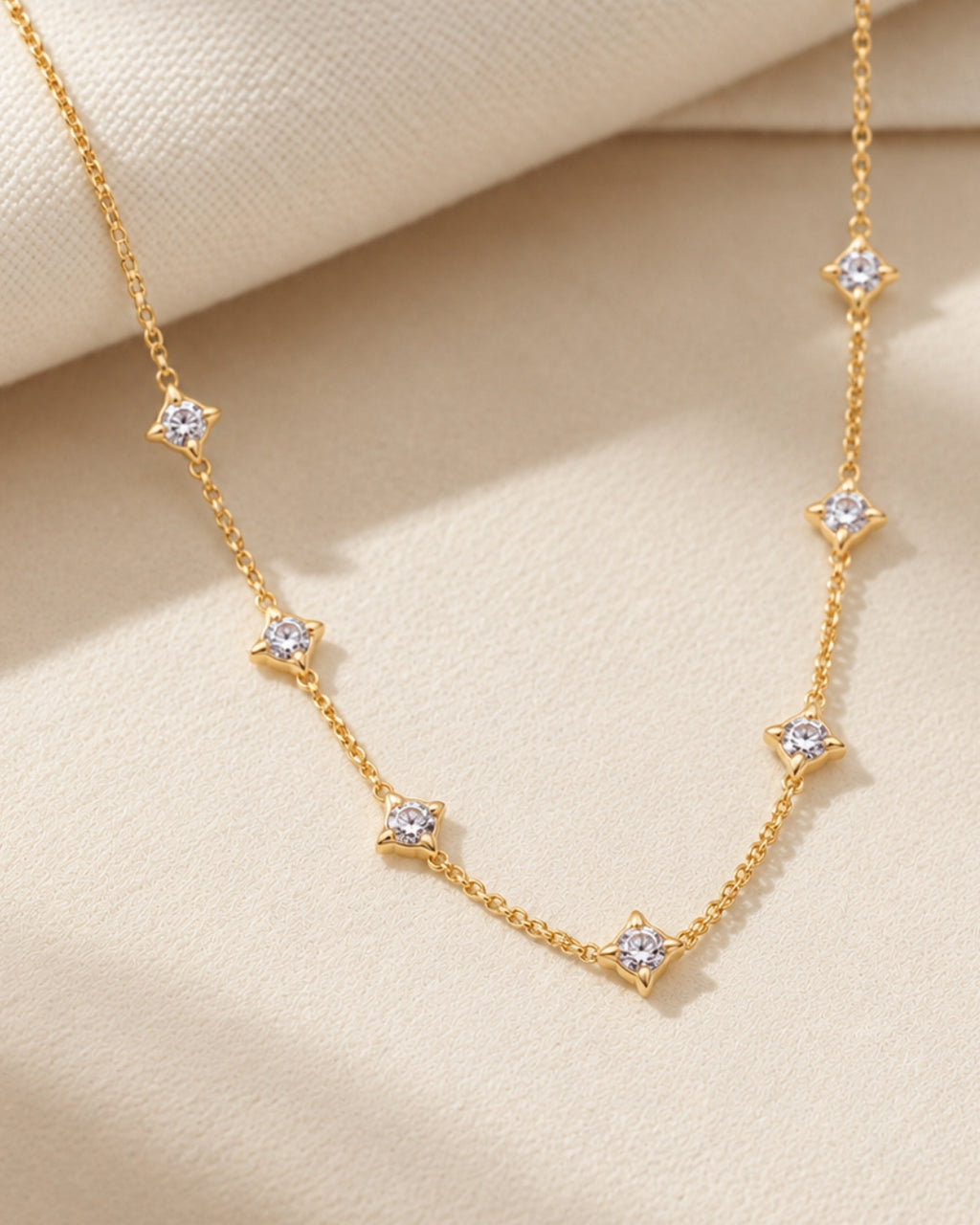 Starry Crystal Necklace - 18k Gold ( Demi Fine )