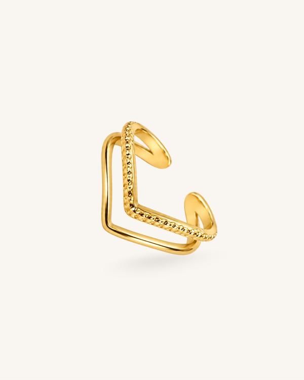 V Crystal Ring - 18k Gold (Demi Fine)