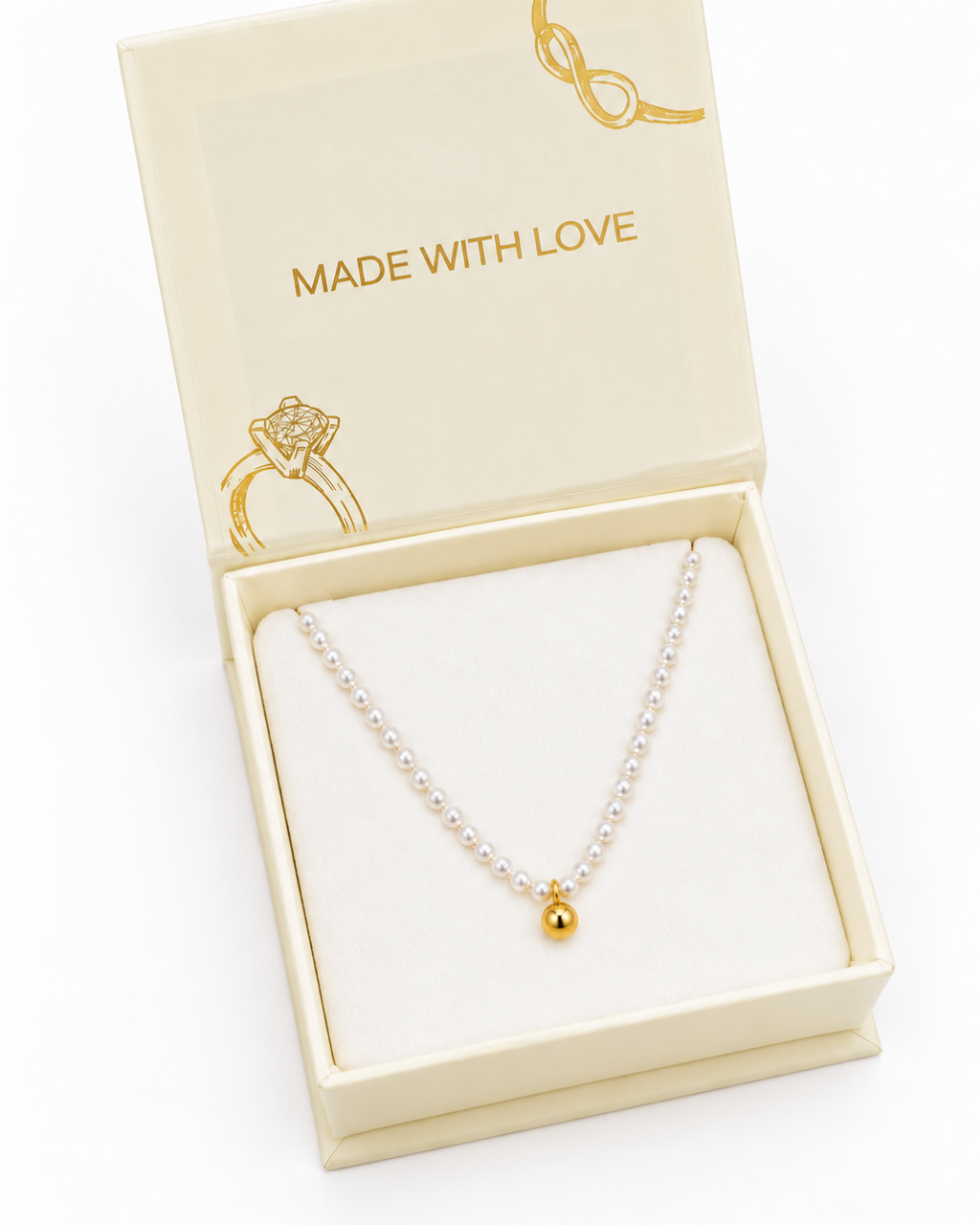 Mini Pearl Bead Necklace - 18k Gold ( Demi Fine )