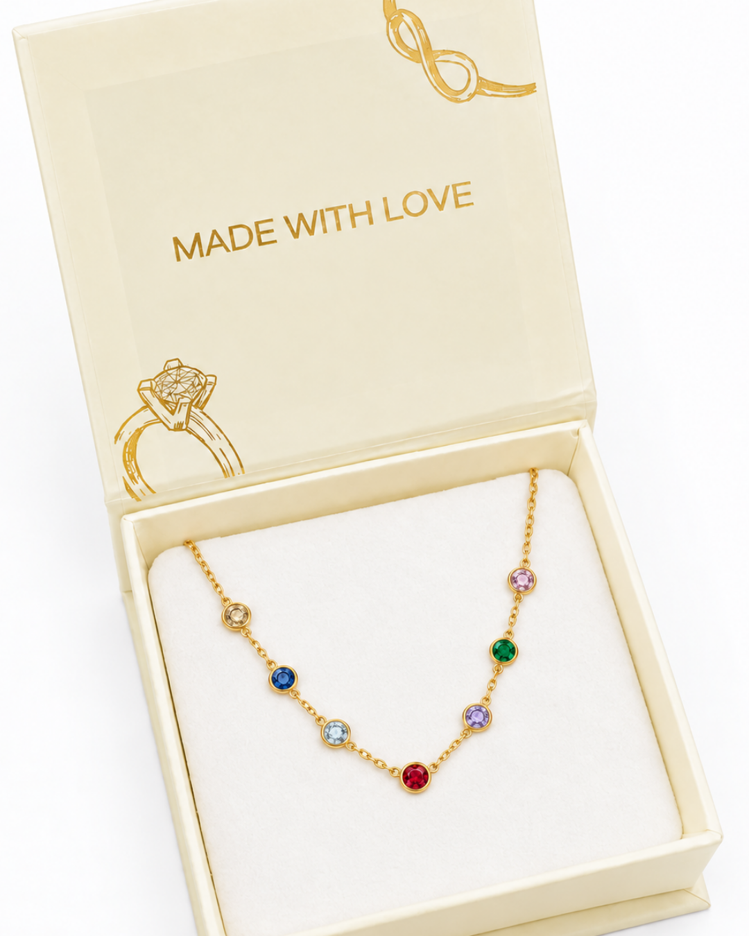 Rainbow Gem Necklace - 18k Gold ( Demi Fine )