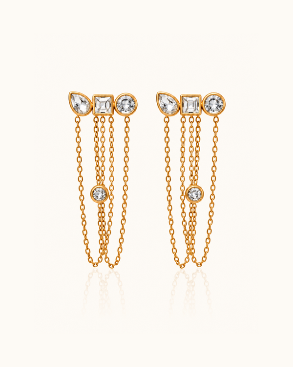Ziva Chain Earrings - 18k Gold ( Demi Fine )