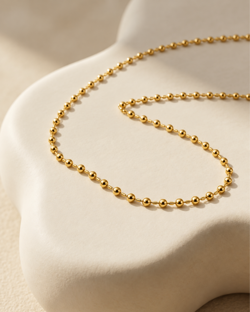 Ball Chain Necklace - 18k Gold ( Demi Fine )