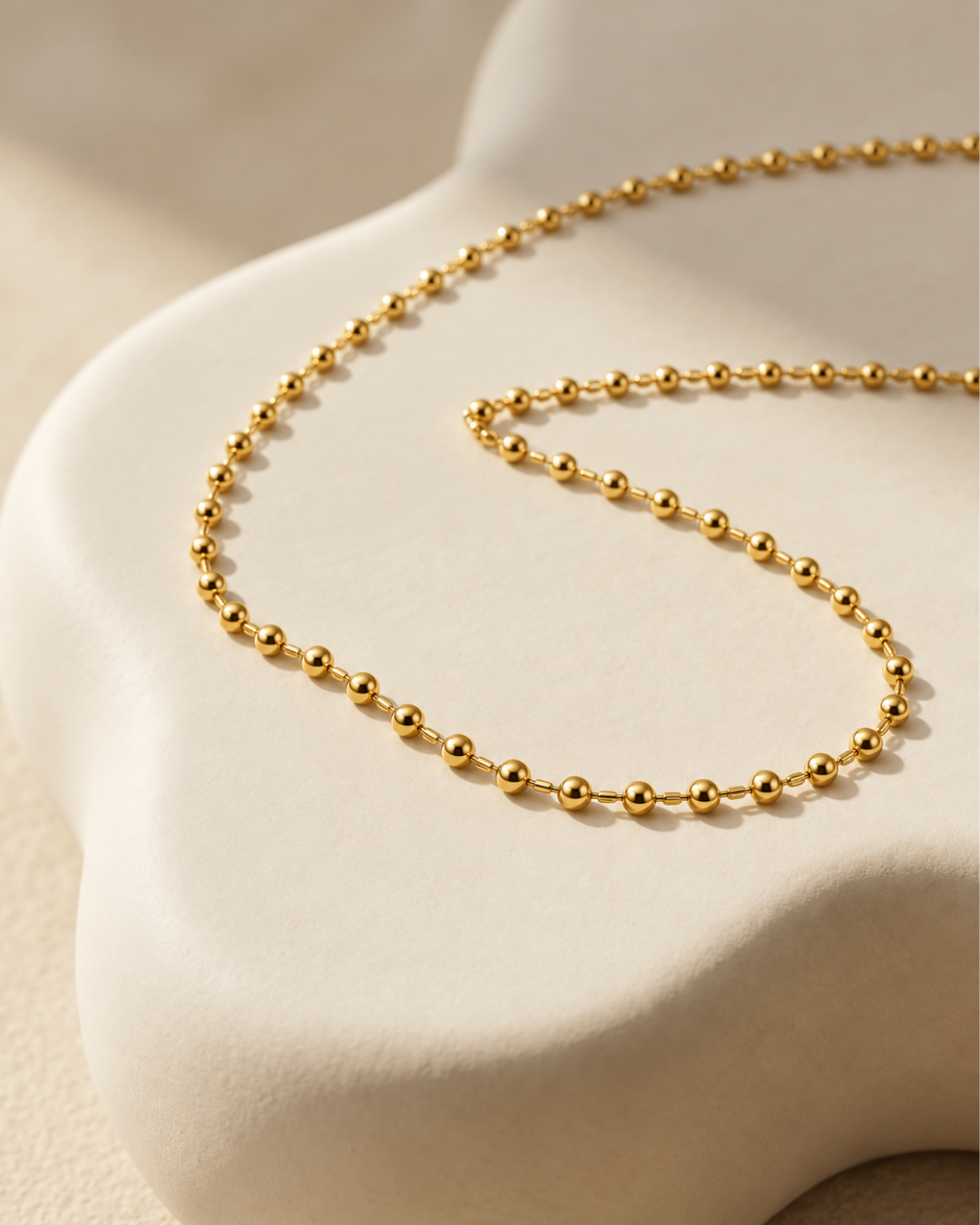 Ball Chain Necklace - 18k Gold ( Demi Fine )