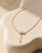 Crown Crystal Necklace - 18k Gold ( Demi Fine )