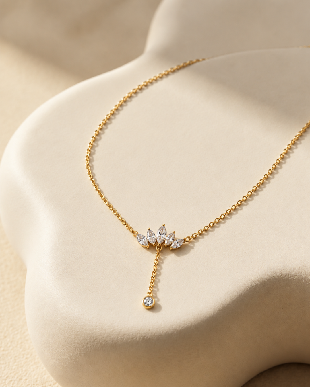 Crown Crystal Necklace - 18k Gold ( Demi Fine )