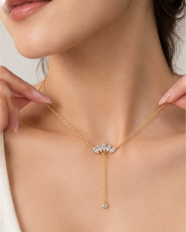 Crown Crystal Necklace - 18k Gold ( Demi Fine )