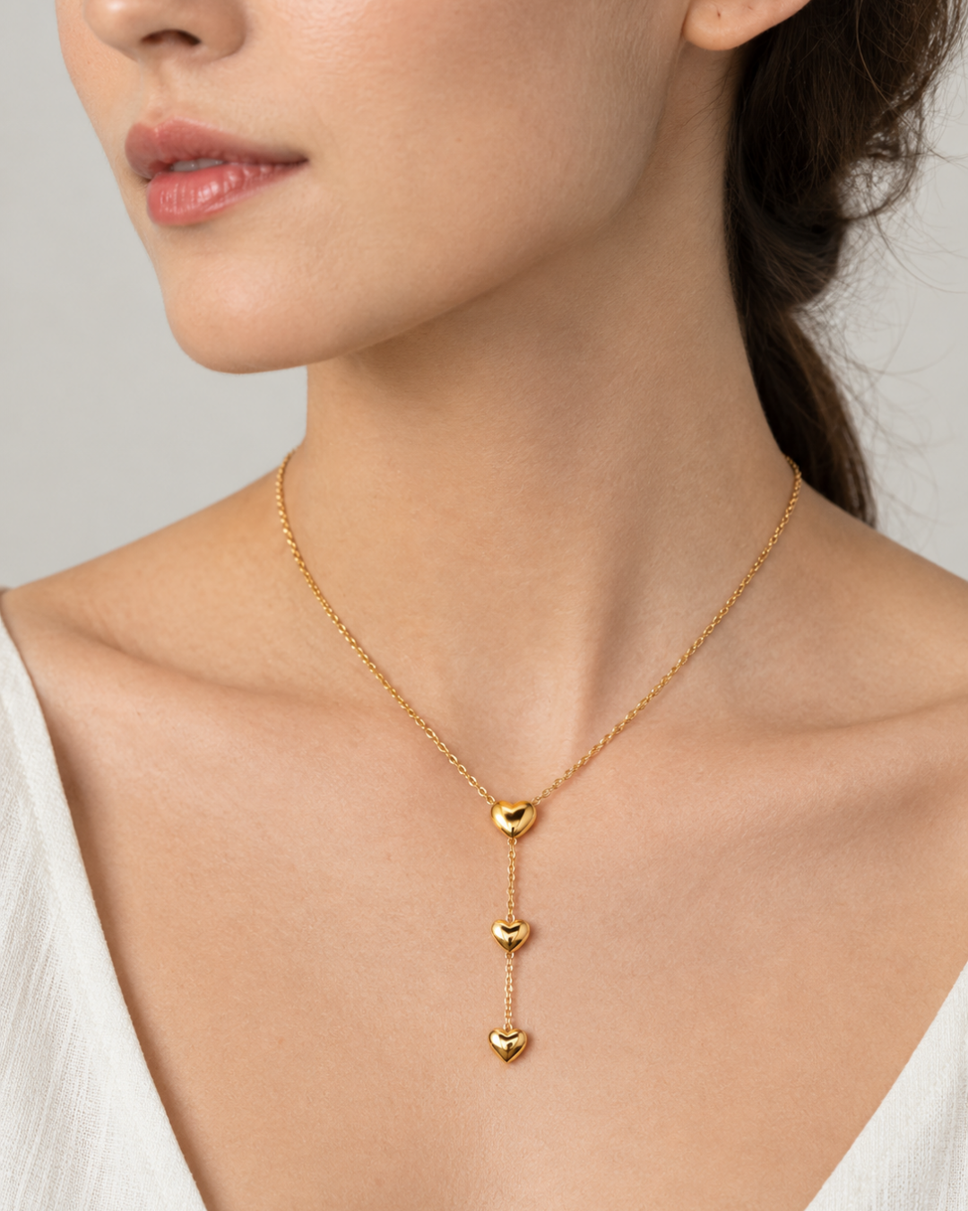 Triple Heart Necklace - 18k Gold ( Demi Fine )