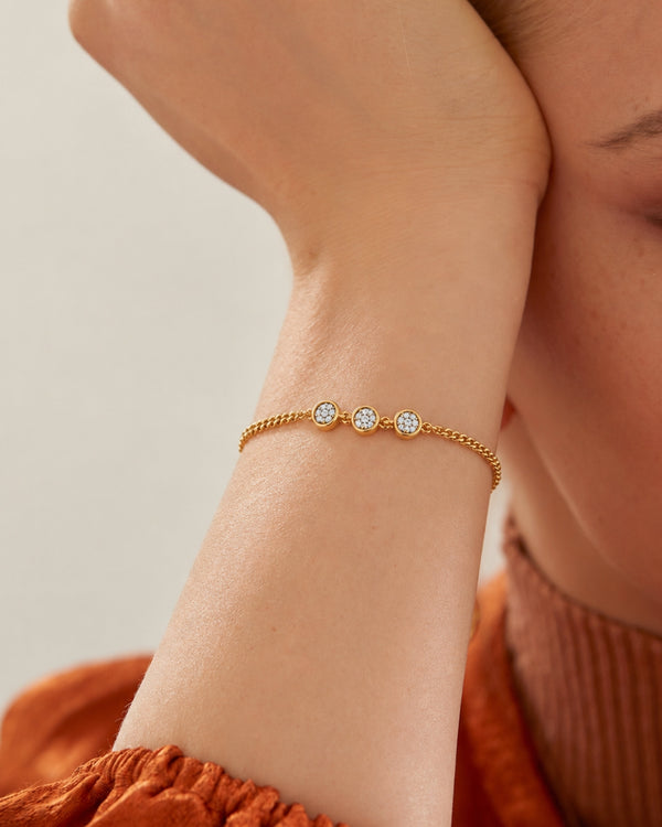 Triple Crystal Bracelet - 18k Gold ( Demi Fine )