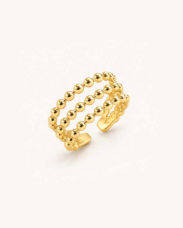 Triple Bead Ring - 18k Gold (Demi Fine)