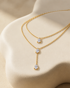 Double Layer Pear Necklace - 18k Gold ( Demi Fine )