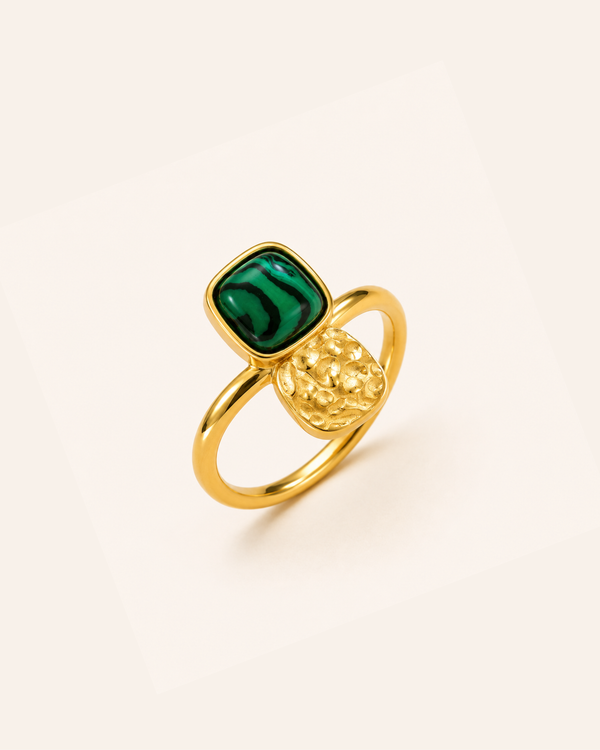 Emerald Marble Ring - 18k Gold (Demi Fine)