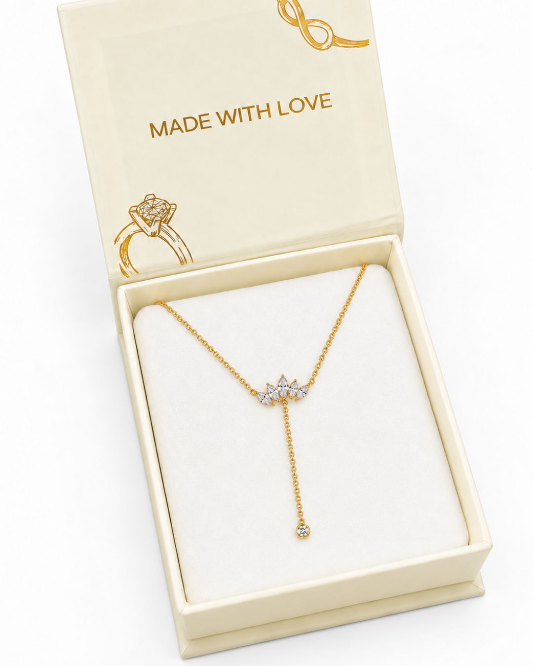 Crown Crystal Necklace - 18k Gold ( Demi Fine )