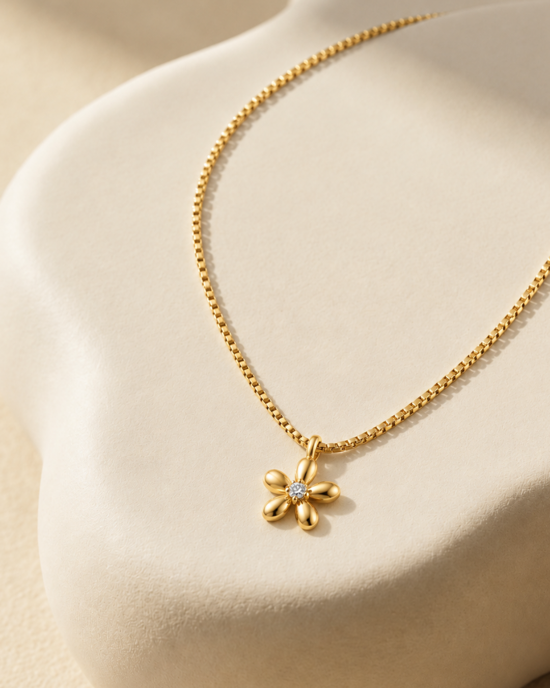 Flower Charm Necklace - 18k Gold ( Demi Fine )