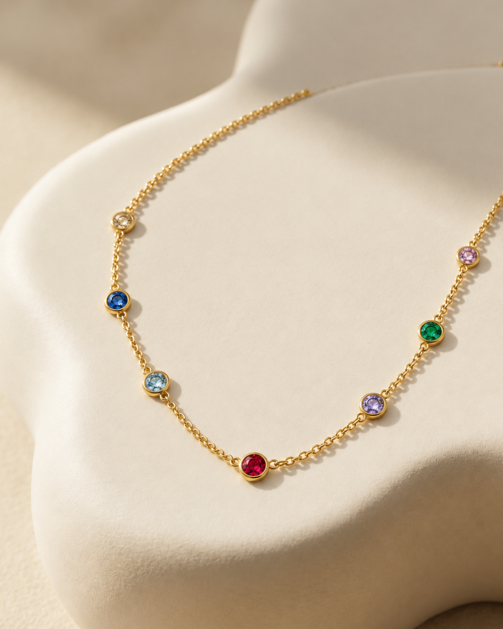 Rainbow Gem Necklace - 18k Gold ( Demi Fine )