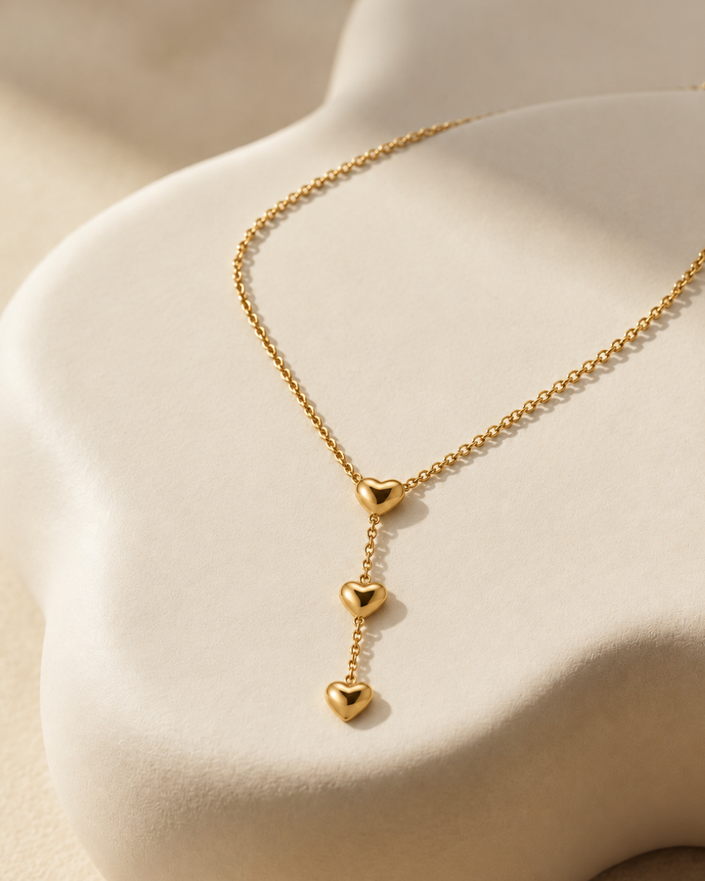 Triple Heart Necklace - 18k Gold ( Demi Fine )